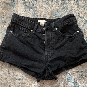 Black denim shorts